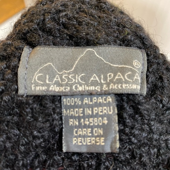 Black Woven Alpaca Earwarmer with Gold Beads - Picture 2 of 2